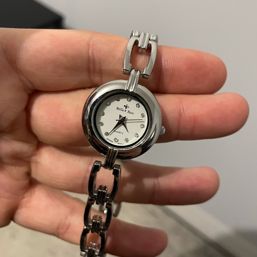 Silver Bella & Rose Watch with Crystal Accents